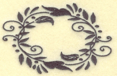 Embroidery Design: Oval Vines J single color<br> 3.89w X 2.51h