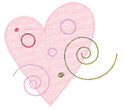 Embroidery Design: Heart with swirls 3<br> 2.83w X 2.62h
