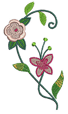 Embroidery Design: Heart half floral 1<br> 2.46w X 4.44h