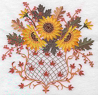 Embroidery Design: Sunflower trio<br> 6.96w X 6.85h