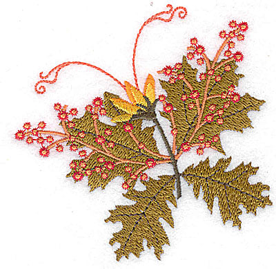 Embroidery Design: Berries and leaves<br> 3.70w X 3.72h