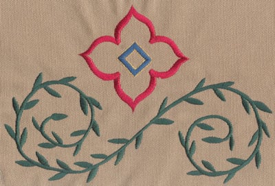 Embroidery Design: Decorative Flower with Vines 2<br>8.81" x 5.81"