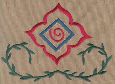 Embroidery Design: Decorative Flower with Vines 1 (large)<br>5.98" x 4.40"