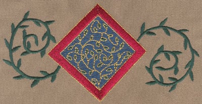 Embroidery Design: Diamond 1 With Vines<br>6.77" x 3.36" | Embroidery Legacy Embroidery Design: Diamond 1 With Vines<br>6.77" x 3.36"