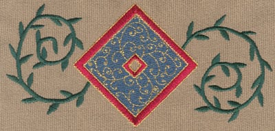 Embroidery Design: Diamond 3 With Vines<br>6.31" x 3.00"