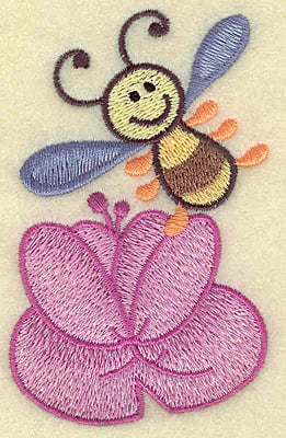 Embroidery Design: Bee with water lily<br> 2.47w X 3.86h