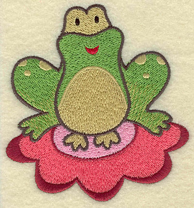 Embroidery Design: Frog on lily pad<br> 3.53w X 3.84h
