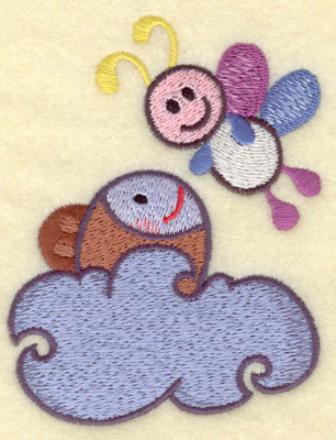 Embroidery Design: Fish in water and bee<br> 3.09w X 3.89h