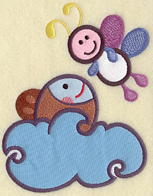 Embroidery Design: Fish in water and bee four appliques<br> 6.25w X 4.98h