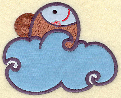 Embroidery Design: Fish in water double applique<br> 4.81w X 3.91h