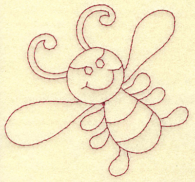 Embroidery Design: Bee redwork<br> 3.87w X 3.61h