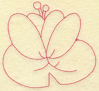 Embroidery Design: Water lily redwork<br> 3.88w X 3.60h
