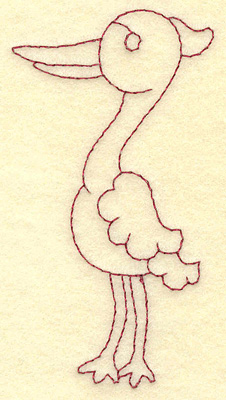 Embroidery Design: Egret redwork<br> 2.06w X 3.87h