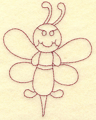 Embroidery Design: Bee redwork<br> 2.97w X 3.88h