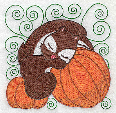 Embroidery Design: Squirrel on pumpkins large<br> 4.95w X 4.97h