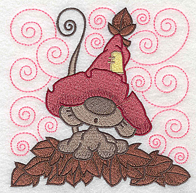 Embroidery Design: Mouse amid leaves large<br> 4.87w X 4.91h