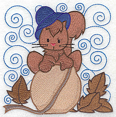 Embroidery Design: Squirrel on nut large<br> 4.96w X 4.95h