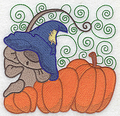 Embroidery Design: Mouse on pumpkins large<br> 4.95w X 4.86h