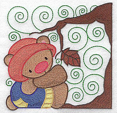 Embroidery Design: Bear under tree large<br> 4.97w X 4.95h