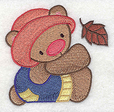 Embroidery Design: Teddy Bear with leaf<br> 3.01w X 2.94h