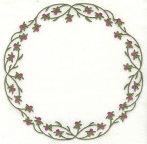 Embroidery Design: Vine circle with buds<br>6.90w X 6.90h | Embroidery Legacy Embroidery Design: Vine circle with buds<br>6.90w X 6.90h