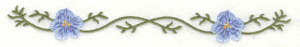 Embroidery Design: Vines with blue flowers<br>7.00w X 0.84h