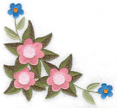 Embroidery Design: Floral corner A<br> 3.86w X 3.52h
