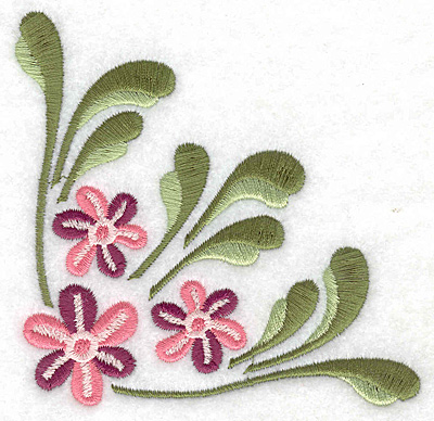 Embroidery Design: Floral corner B<br> 3.88w X 3.89h