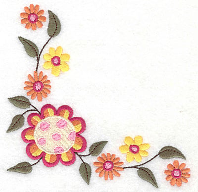 Embroidery Design: Floral corner C large<br> 4.96w X 4.88h