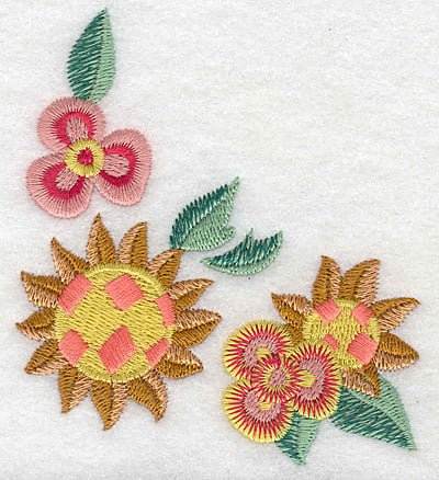 Embroidery Design: Floral corner E<br> 3.42w X 3.89h
