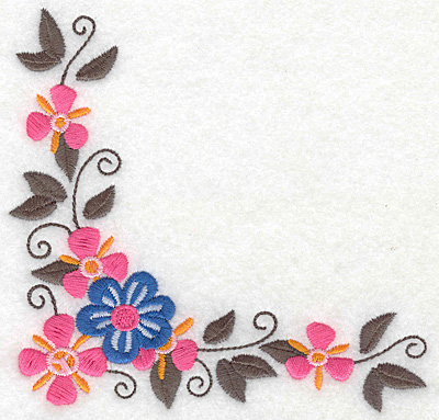 Embroidery Design: Floral corner H large<br> 4.98w X 4.78h