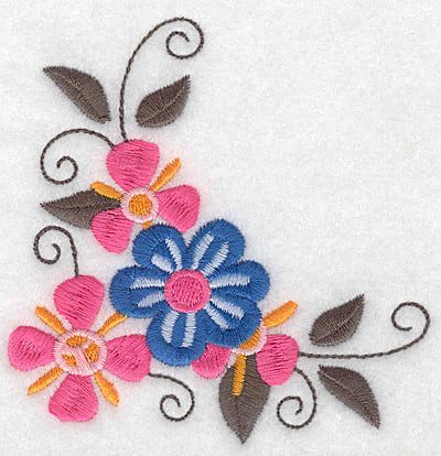Embroidery Design: Floral corner H<br> 3.85w X 3.87h