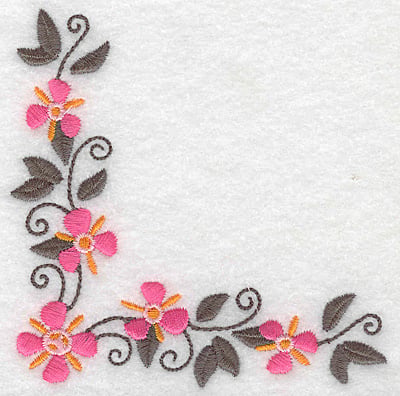 Embroidery Design: Floral corner I<br> 3.88w X 3.89h