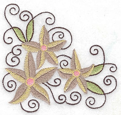 Embroidery Design: Floral corner J<br> 3.89w X 3.71h