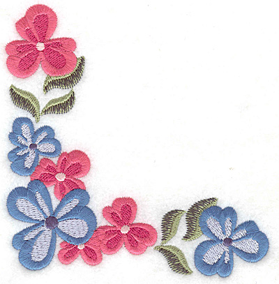 Embroidery Design: Floral corner L large<br> 4.65w X 4.96h