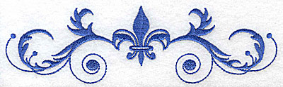 Embroidery Design: Fancy Baroque with large fleur-de-lys<br> 6.95w X 2.01h