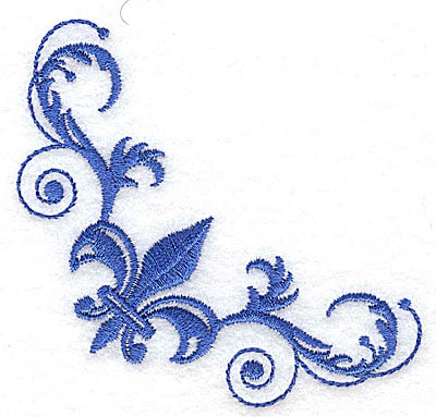 Embroidery Design: Fancy Baroque fleur-de-lys corner large<br> 3.40w X 3.40h