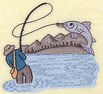 Embroidery Design: Fishing large<br> 4.97w X 4.48h | Embroidery Legacy Embroidery Design: Fishing large<br> 4.97w X 4.48h