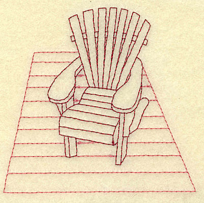 Embroidery Design: Adirondack chair on deck redwork<br> 3.89w X 3.77h