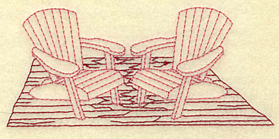 Embroidery Design: Adirondack chairs redwork<br> 4.98w X 2.20h