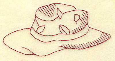 Embroidery Design: Fishing hat redwork<br> 3.86w X 1.94h