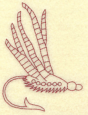 Embroidery Design: Fishing lure B redwork<br> 2.80w X 3.87h