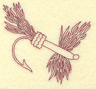 Embroidery Design: Fishing lure C redwork<br> 3.89w X 3.61h