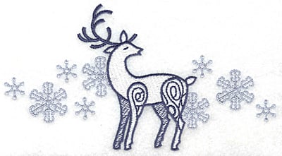 Embroidery Design: Reindeer with snowflakes large<br> 6.95w X 3.74h