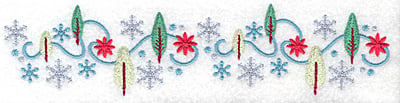 Embroidery Design: Snowflakes and trees large<br> 7.69w X 1.82h