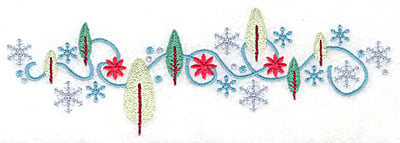 Embroidery Design: Snowflakes and trees medium<br> 6.97w X 2.32h