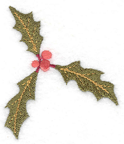 Embroidery Design: Holly and berries<br> 2.47w X 2.86h