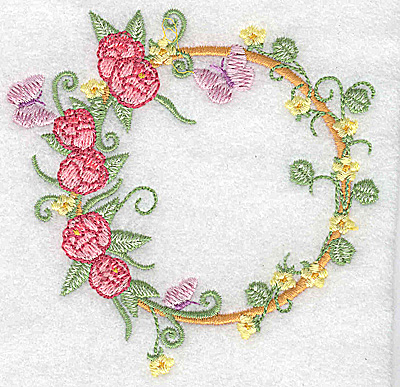 Embroidery Design: Peonies and butterflies circular<br> 3.89w X 3.86h