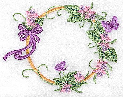 Embroidery Design: Ribbons butterflies and flowers<br> 3.84w X 3.02h