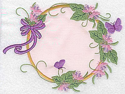 Embroidery Design: Ribbons butterflies and flowers applique<br> 6.30w X 4.96h